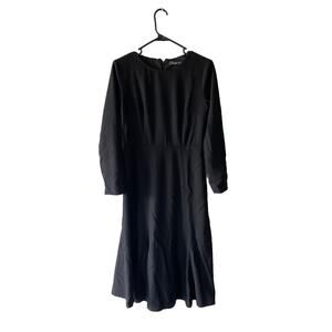 Vogue. Va Black Long Sleeved Midi Dress Sz M Office Funeral Church Teacher